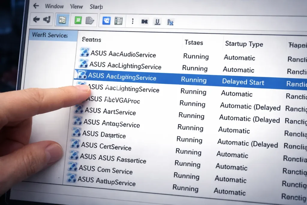 Fix 1: Restart Aura Sync and ASUS Services