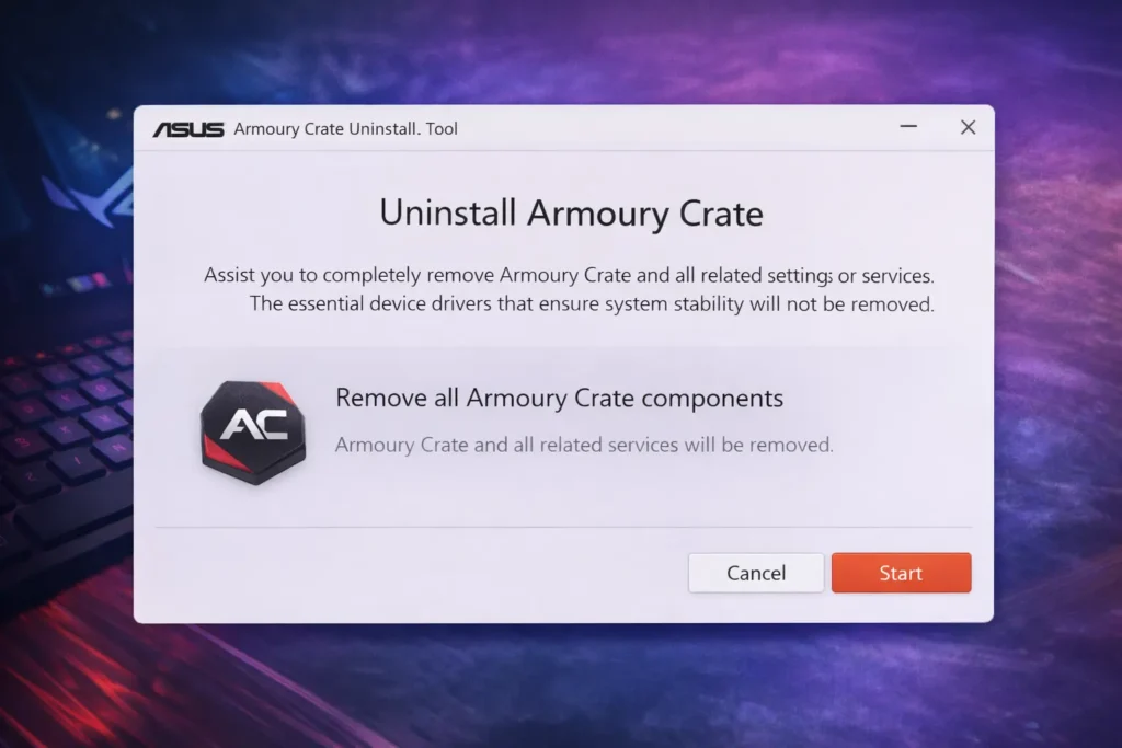 Uninstall Armoury Crate Using the Official Tool (Recommended)
