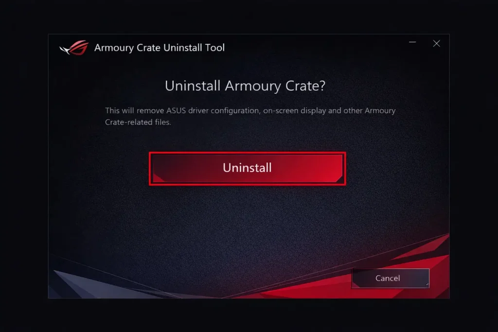 Armoury Crate Uninstall Tool interface